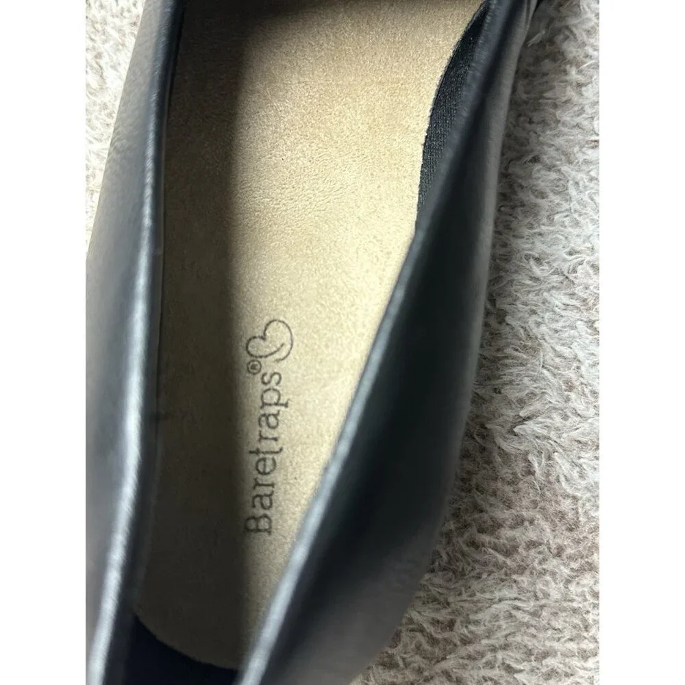 Bare Traps Women’s 11 M Black Loafers Wedge Heel Faux Leather Slip On Shoes NWOB